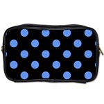 Polka Dots - Cornflower Blue on Black Toiletries Bag (Two Sides)