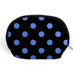 Polka Dots - Cornflower Blue on Black Accessory Pouch (Medium)