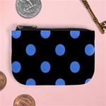 Polka Dots - Cornflower Blue on Black Mini Coin Purse