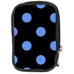 Polka Dots - Cornflower Blue on Black Compact Camera Leather Case