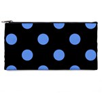 Polka Dots - Cornflower Blue on Black Pencil Case