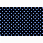 Polka Dots - Cornflower Blue on Black Collage 12  x 18 