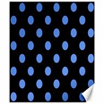 Polka Dots - Cornflower Blue on Black Canvas 8  x 10 