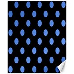 Polka Dots - Cornflower Blue on Black Canvas 11  x 14 