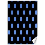 Polka Dots - Cornflower Blue on Black Canvas 12  x 18 