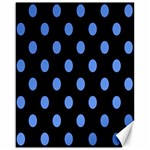 Polka Dots - Cornflower Blue on Black Canvas 16  x 20 