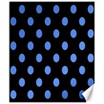 Polka Dots - Cornflower Blue on Black Canvas 20  x 24 