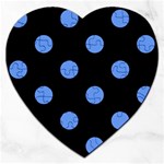 Polka Dots - Cornflower Blue on Black Jigsaw Puzzle (Heart)