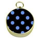 Polka Dots - Cornflower Blue on Black Gold Compass