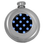 Polka Dots - Cornflower Blue on Black Hip Flask (5 oz)