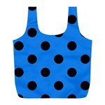 Polka Dots - Black on Dodger Blue Full Print Recycle Bag (L)