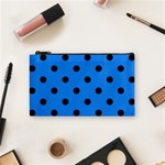 Polka Dots - Black on Dodger Blue Cosmetic Bag (S)