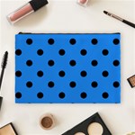 Polka Dots - Black on Dodger Blue Cosmetic Bag (L)