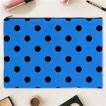 Polka Dots - Black on Dodger Blue Cosmetic Bag (XXXL)