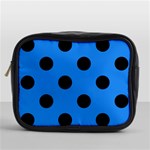 Polka Dots - Black on Dodger Blue Mini Toiletries Bag (One Side)