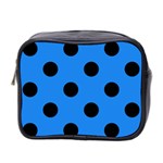 Polka Dots - Black on Dodger Blue Mini Toiletries Bag (Two Sides)