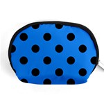 Polka Dots - Black on Dodger Blue Accessory Pouch (Medium)