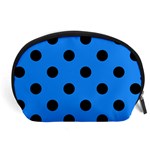 Polka Dots - Black on Dodger Blue Accessory Pouch (Large)