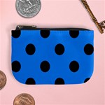 Polka Dots - Black on Dodger Blue Mini Coin Purse