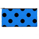 Polka Dots - Black on Dodger Blue Pencil Case