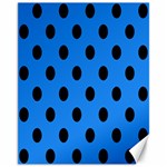 Polka Dots - Black on Dodger Blue Canvas 11  x 14 