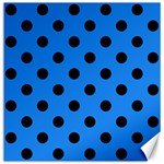 Polka Dots - Black on Dodger Blue Canvas 12  x 12 