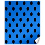 Polka Dots - Black on Dodger Blue Canvas 16  x 20 