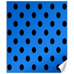 Polka Dots - Black on Dodger Blue Canvas 20  x 24 