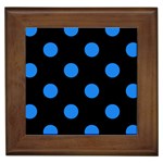 Polka Dots - Dodger Blue on Black Framed Tile