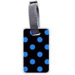 Polka Dots - Dodger Blue on Black Luggage Tag (One Side)