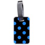 Polka Dots - Dodger Blue on Black Luggage Tag (Two Sides)