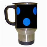 Polka Dots - Dodger Blue on Black Travel Mug (Black)