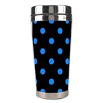 Polka Dots - Dodger Blue on Black Stainless Steel Travel Tumbler