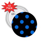 Polka Dots - Dodger Blue on Black 2.25  Button (10 pack)