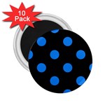 Polka Dots - Dodger Blue on Black 2.25  Magnet (10 pack)