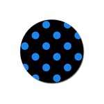 Polka Dots - Dodger Blue on Black Magnet 3  (Round)