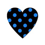 Polka Dots - Dodger Blue on Black Magnet (Heart)