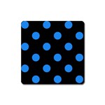 Polka Dots - Dodger Blue on Black Magnet (Square)