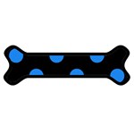 Polka Dots - Dodger Blue on Black Magnet (Dog Bone)