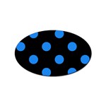 Polka Dots - Dodger Blue on Black Sticker Oval (10 pack)