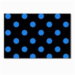 Polka Dots - Dodger Blue on Black Postcard 4 x 6  (Pkg of 10)