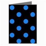 Polka Dots - Dodger Blue on Black Greeting Card