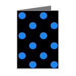 Polka Dots - Dodger Blue on Black Mini Greeting Card