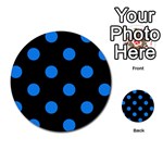 Polka Dots - Dodger Blue on Black Multi-purpose Cards (Round)