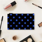 Polka Dots - Royal Blue on Black Cosmetic Bag (S)