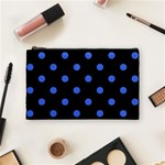 Polka Dots - Royal Blue on Black Cosmetic Bag (M)