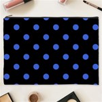 Polka Dots - Royal Blue on Black Cosmetic Bag (XXXL)