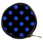 Polka Dots - Royal Blue on Black Mini Makeup Bag