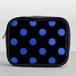 Polka Dots - Royal Blue on Black Mini Toiletries Bag (One Side)