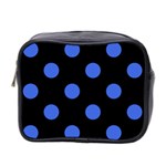 Polka Dots - Royal Blue on Black Mini Toiletries Bag (Two Sides)